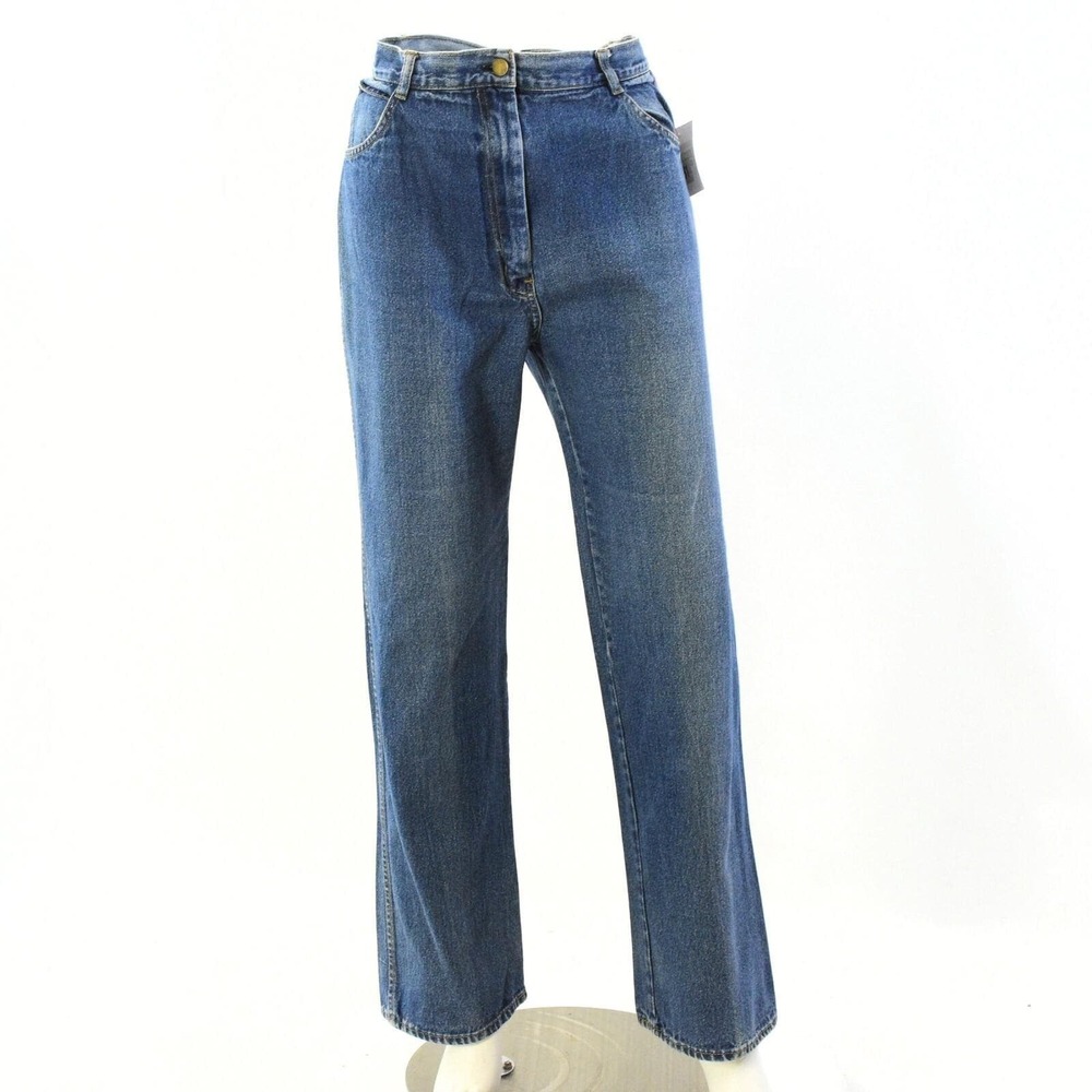 70s Vintage Sears Jeans Women's Size 14 Medium Wash High Rise Wide Straight Leg